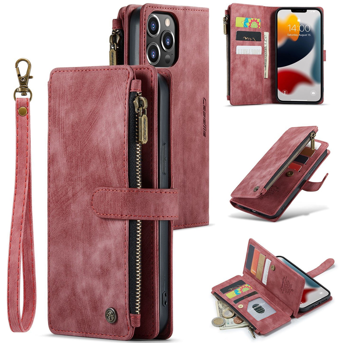 Wallet Phone Case with Wristband for iPhone 11 12 13 14 15 16 Series | AC1008