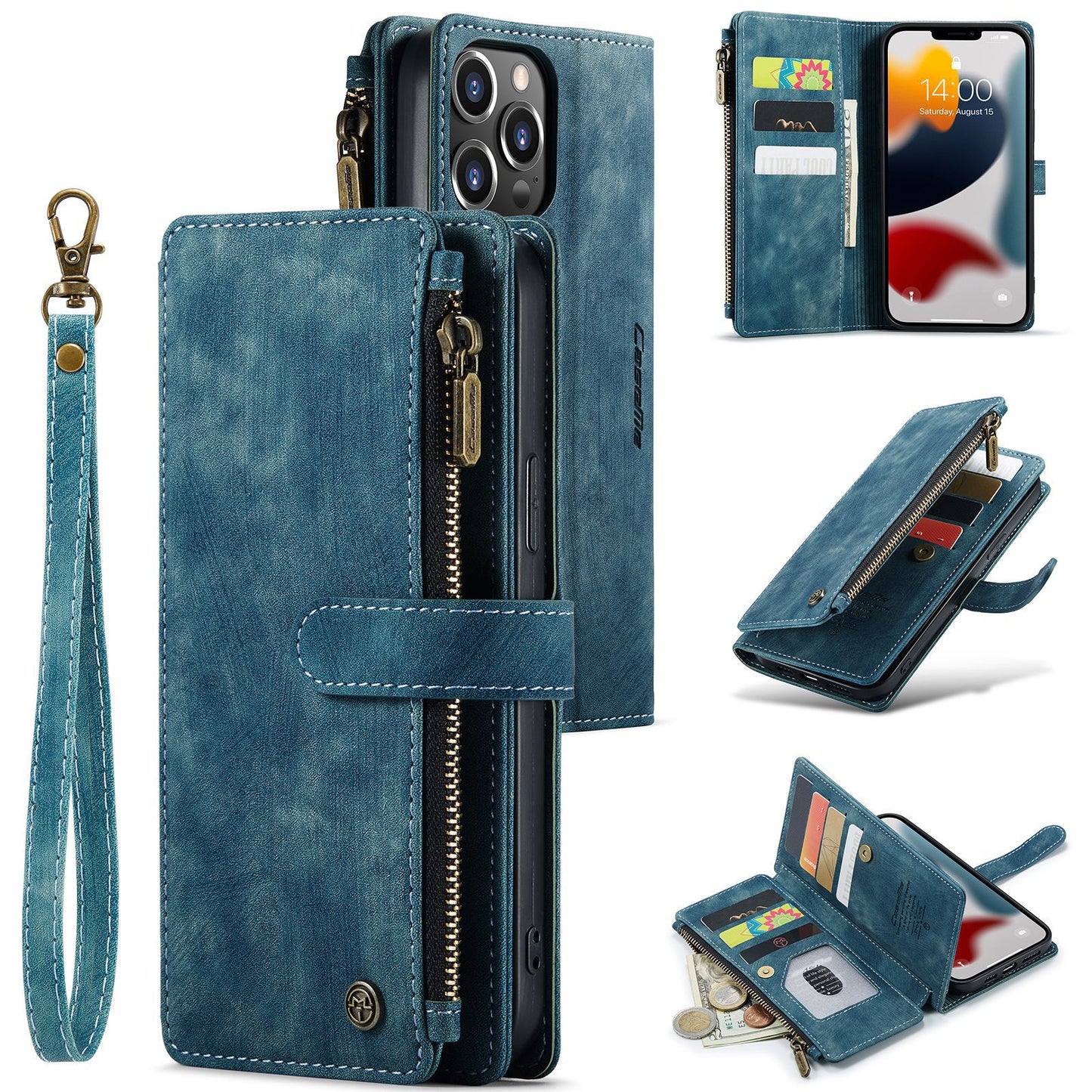 Wallet Phone Case with Wristband for iPhone 11 12 13 14 15 16 Series | AC1008